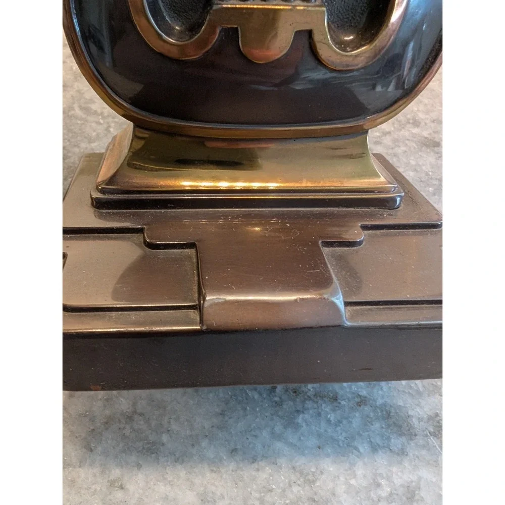 PAIR BRASS PLATED METAL LYRE HARP BOOKENDS PHILADELPHIA MANUFACTURING CO. (PMC)‎